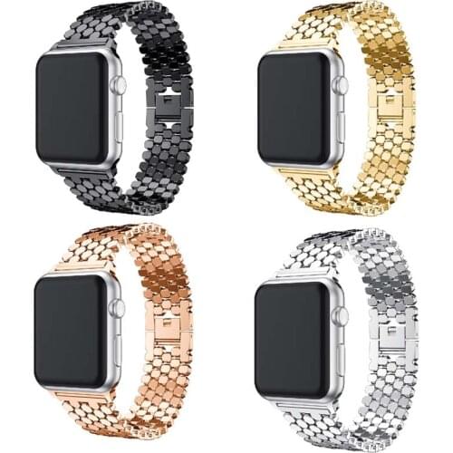 New Fish scale metal strap for Apple Watch Band Series 6 5 SE 40mm 44mm for iwatch 4 3 2 1 Bracelet stainless steel belt