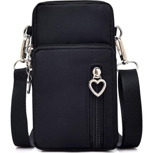 Mini Women Nylon Mobile Phone Shoulder Bag Fashion Girls Handbag Pouch Satchel Ladies Casual Zipper Purse Small Crossbody Bags