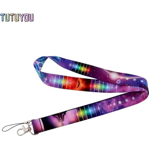 PC3194 Fashion Starry Sky Yoga Painting Art Key Chain Lanyard Neck Strap For Phone Keys ID Card Creative Lanyards