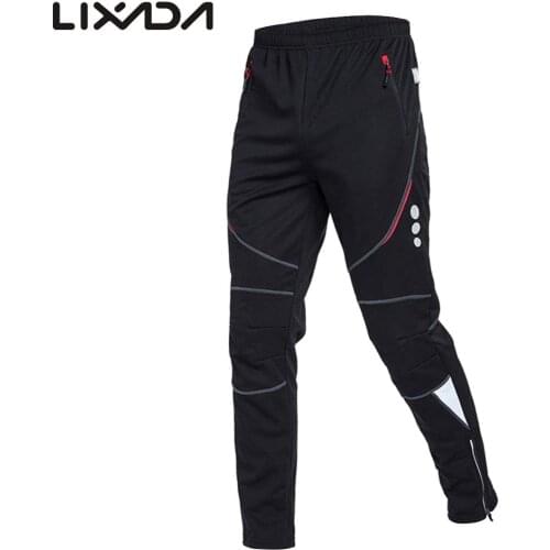 Lixada Mens Cycling Pants Athletic Pants Windproof Thermal Fleece Winter Bike Riding Running Sports Pants Trousers