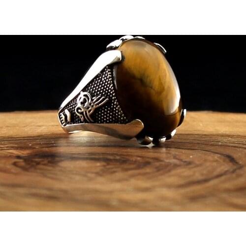 English Style Real 925 Sterling Silver Natural Stone Ring For Men Onyx Stone Agate Zircon Jewelry Fashion Vintage Gift Accessory