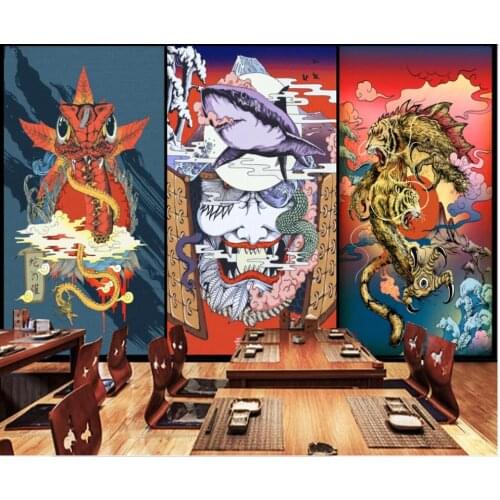 Wall paper 3 d home decor custom mural Japanese Ukiyo-e Prajna ghost restaurant background photo wallpaper in the living room