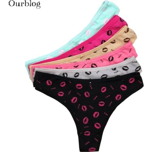 OURBLOG 5 Pcs/lot Women Sexy Panties Cotton G Strings Women Thong Underwear Sexy Lingerie G String Female Panty M L Xl