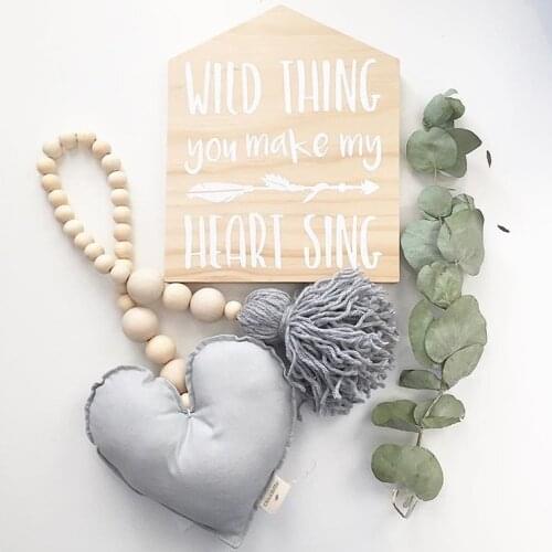 New love tassel wooden beads hanging decoration childrens room game tent bed curtain with decoration room decor