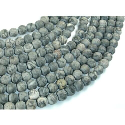 Wholesale Dull Matte Beads,Natural Gray Jaspe r Beads 4mm 6mm 8mm 10mm 12mm Round Gem Stone Loose Beads,1 of 15" strand