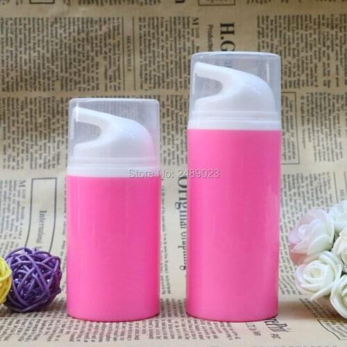Rose Red Airless Pump Bottle White Head Plastic Packing Bottles Vacuum cosmetic Lotion Containers 2 pcs/lot 50ml 80ml