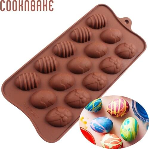 COOKNBAKE Silicone chocolate mold Easter Egg ice jelly pudding candy fondant molds silicone biscuit pastry dessert mould 15 hole