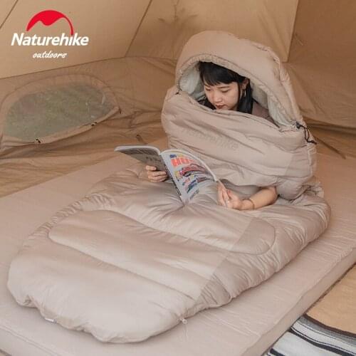 Naturehike Cotton Autumn Winter Sleeping Bag Ultralight Baffle Design Outdoor Hiking Wearable Style With Hat Camping Quilt Shawl