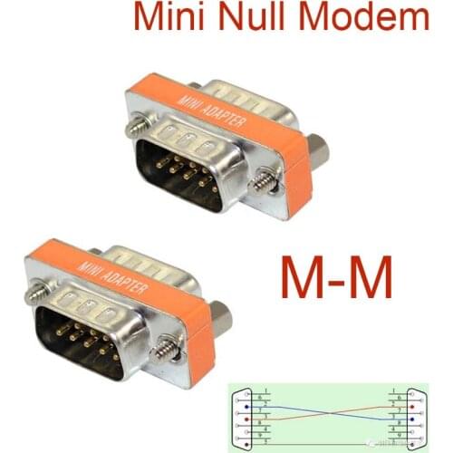 High Quality Mini Null Modem DB9 Male to DB9 Male plug Adapter Gender Changer NEW