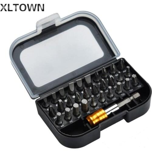 Xltown31pcs screwdriver bits electric screwdriver post sleeve various types of bits Screwdriver extension rod free shipping