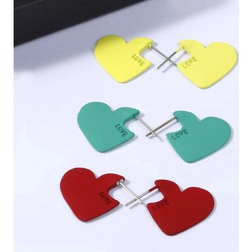 S925 Needle Fashion Red Color Heart Stud Earring for Women Brincos Sweet Simple Small LOVE Wedding Jewelry Wholesale Girl Gift