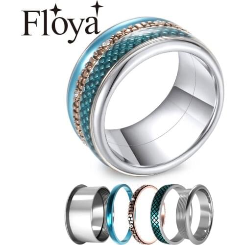 Floya Women Stainless Steel Ring Multilayer Hundred Matching Rings Wedding Band Ring Femme Bijoux