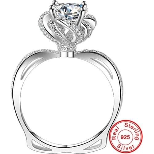 S925 Simulated Diamond CZ Zircon Ring For Women 18k White Gold Rose bud Stone Wedding Engagement Rings S925 Fine Jewelry Gifts