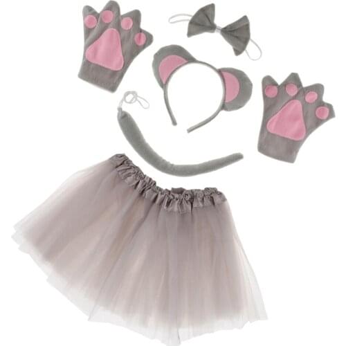 Animal Roleplay Paw Gloves Skirt Zoo Party Fancy Dress Costume Set