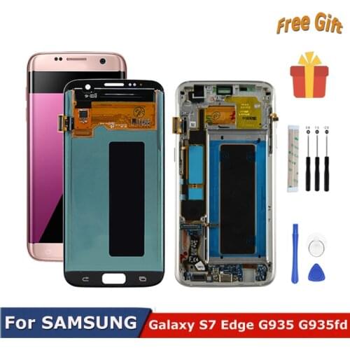 Amoled 5.5" For SAMSUNG Galaxy S7 edge LCD Digitizer Assembly G935f Display G935A Touch Screen With Burn Shadow