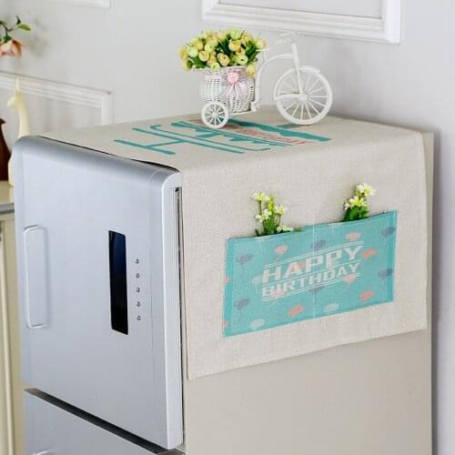 1 Pcs Drum washing machine cover cloth Cartoon Linen dust cover cloth refrigerator cover towel Dust cover