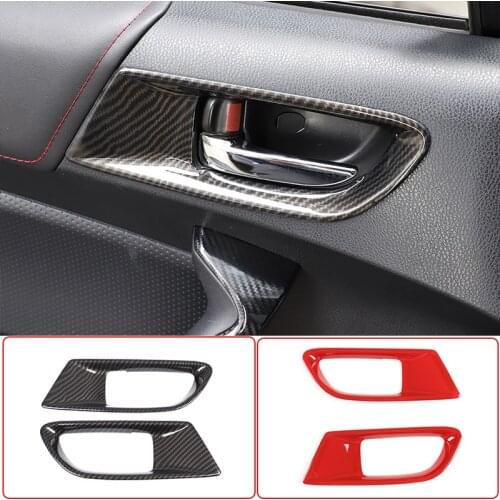 2 Pcs ABS Carbon Fiber/Sports Red Car Window Glass Lift Switch Decoration Panel for Subaru BRZ/Toyota 86 2012-20 Car Accessories