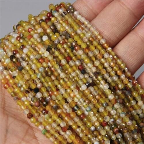 3MM Tiny Faceted Natural Yellow Spacer Agates Stone Bead For Bracelet Necklace Earring Jewelry Making Accessories Wholesale Diy