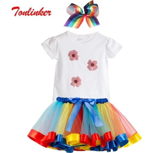 Girls Baby Clothing Sets 3 PC Infant Tutu Dress Kids Unicorn Party Tulle Skirts Sets Children Birthday Halloween Cosplay Costume