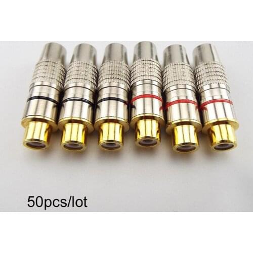 50pcs Wholesale Gold Plated RCA Female Jack Plug Connector Solder Audio Video Adapter RCA Female Convertor for Coaxial Cable