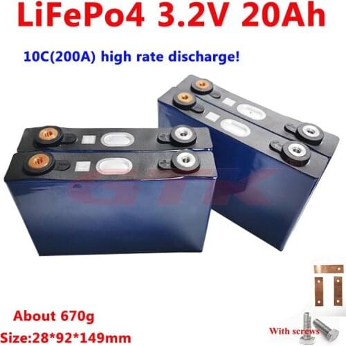 Lifepo4 3.2v 20Ah 200A high discharge current 20ah 3.2v lifepo4 battery cell for DIY 12v 24v electrice bike motor battery pack