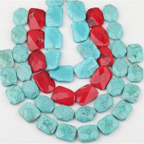 Approx 10pcs/strand Natural Turquoises Stone Slab Beads Spacer Bracelet Making,Faceted Turquoises Beads DIY Jewelry Findings