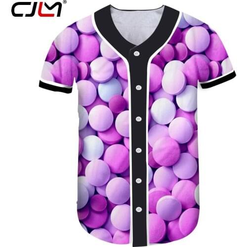 CJLM Fashion Man Baseball Shirt 3D Medicine Sugar Funny Streetwear Mens T-shirt Whole body printing Oversized Tshirt