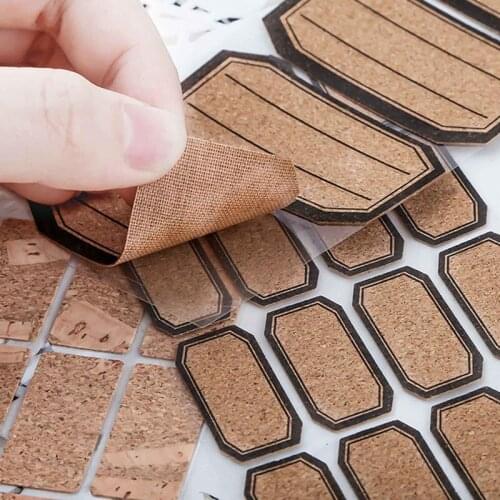 Wooden Labels Sticker Craft Kitchen Bottle Jars Organizer Labels Sticker Packaging Sealing Label Album Adhesive Sticker