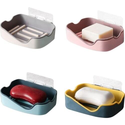 Double Layer Soap Rack No Drilling Wall Mounted Soap Sponge Drain Holder Soap K0AB