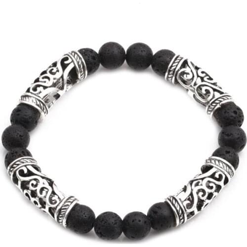 Energetic 8MM Black Lava Stone DIY Aromatherapy Essential Oil Diffuser Bracelet Men Women Jewelry Pulseras Mujer