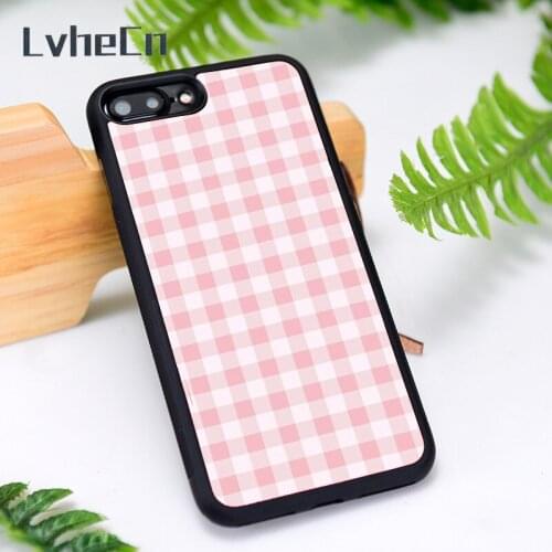 LvheCn Silicone Rubber Phone Case Cover for iPhone 6 6S 7 8 Plus X XS XR 11 12 Mini Pro Max Babydoll Gingham