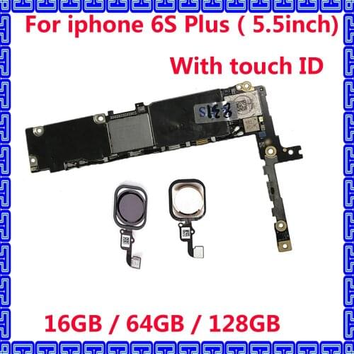 16GB / 64GB / 128GB good working Original motherboard with / NO touch ID for iphone 6S Plus unlocked iCloud mainboard+IOS System