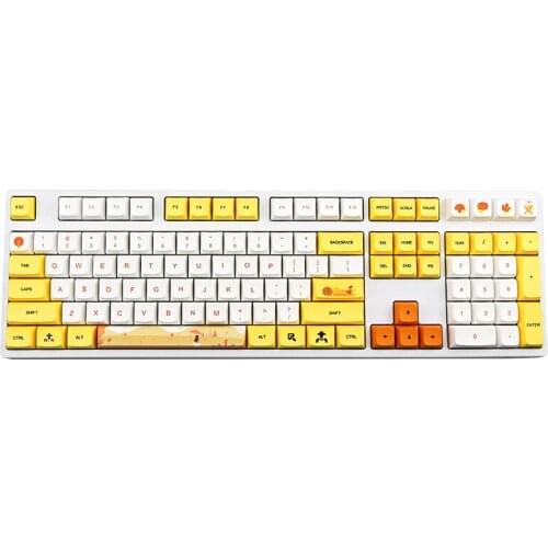 129-Key PBT Keycap Sublimation 64 68 84 96 61 87 104 Mechanical Keyboard Keycap Set