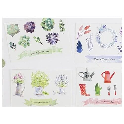 5.2*8cm 54pcs Mini Card flowerpot theme multi-use as Scrapbooking Craft Paper DIY Decoration gift card message card