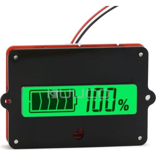 Battery Capacity Monitor Panel Meter LCD Green Backlight Indicator Battery Tester for 12V lead-acid battery etc