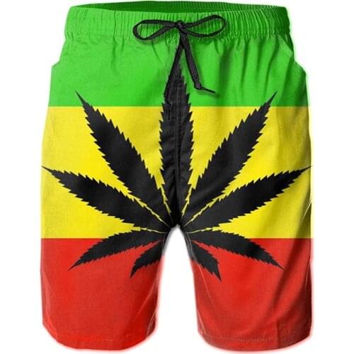Mens Swim Trunks Weed Flag Quick-Dry Sweat Shorts Mens Swim Shorts with Mesh Lining