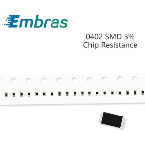 100Pcs 0402 SMD Resistor Set 5% Tolerance 0R-22M 1.6R 1.8R 2R 2.2R 2.4R 2.7R 3R 3.3R 3.6R 3.9R 4.3R 4.7R 10 Ohm DIY Assorted Kit