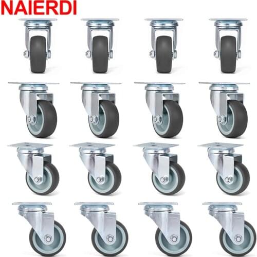 NAIERDI 2inch Swivel Caster 4/8/12/16PCS TPR Soft Rubber Wheels,Heavy Duty, Plate Caster for Platform Trolley Furniture