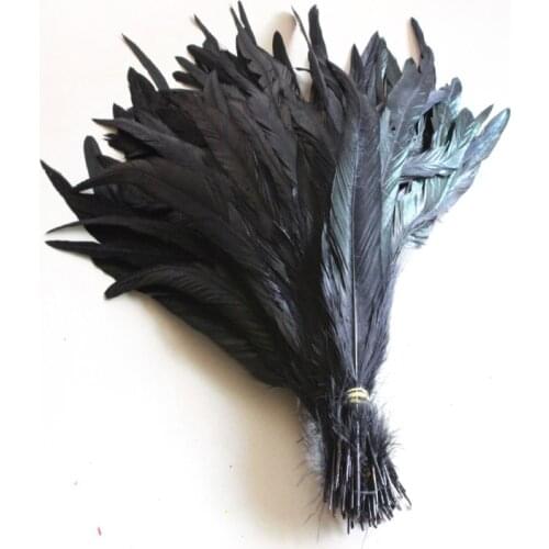 100pcs/lot natural black Beautiful Rooster feathers 25-30 cm / 10 to 12 inches