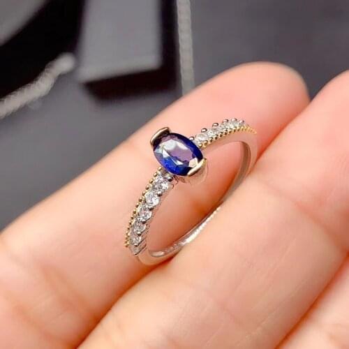 Natural and Real Sapphire Ring 925 Sterling Silver Fine Jewelry Sapphire Ring Party Best Gift