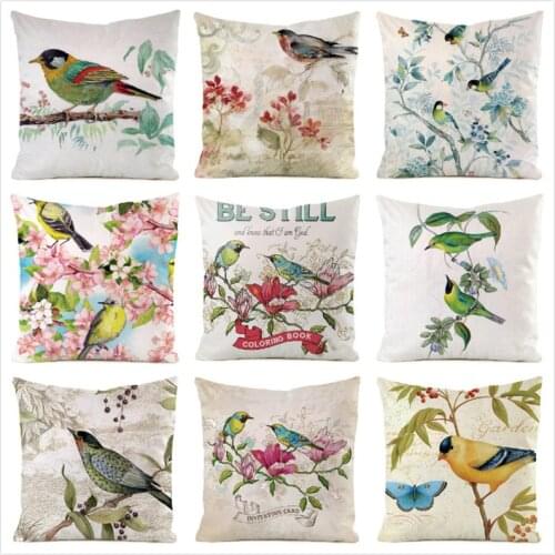 45cm*45cm **Colorful Bird** Inimitated Silk Fabric Throw Pillow Covers Couch Cushion Cover Home Decorative Pillows Pillow Case