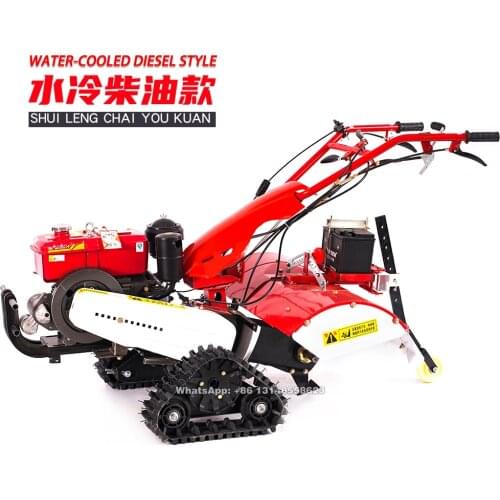 Small Trencher Soil Tillage Machine Rotary Tiller Gasoline Diesel Micro Tiller 10 Horsepower Trenching Soil Tillage Machine