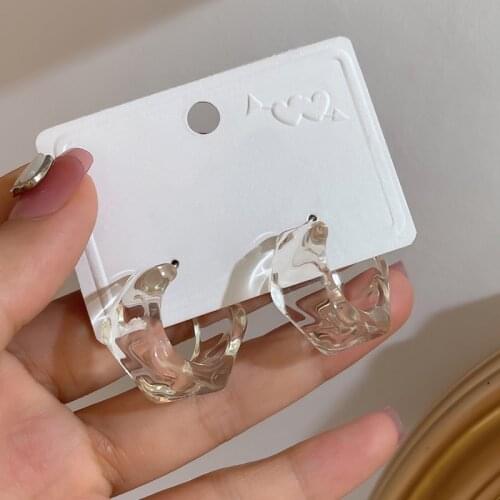 Creative New Korean Transparent Resin Acrylic Hoop Earrings Geometric Irregular Trend Earrings For Women Girls Aesthetic Jewelry