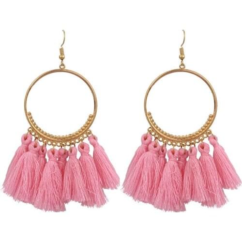 New 2021 Bohemian Tassel Earrings Handmade Big Hoop Earring Boho Jewelry Womens Jewelry Decorations for Girls