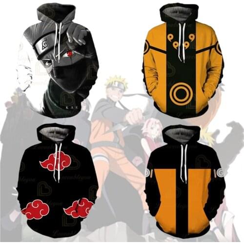 2021 New Naruto Anime Akatsuki Organization Itachi Six Ways 3D Japanese Mens and Womens Hooded Long Sleeve Streetwear