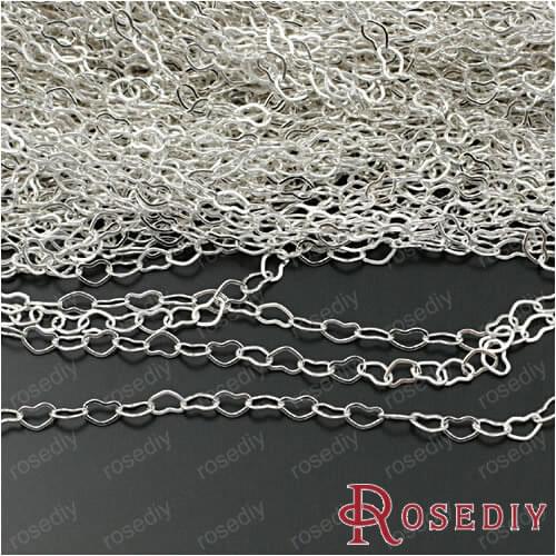 Wholesale Width 3mm Heart 4.3*3mm Silver color Copper Link Chains Diy Jewelry Findings Accessories 2 Meter(JM4536)