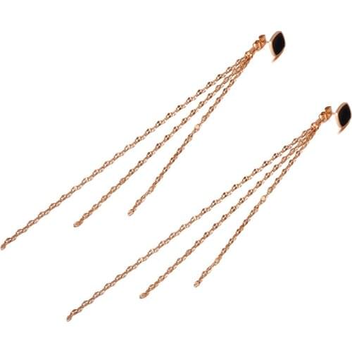 Original Bohemia Long Tassel Dangle Earrings Stainless Steel Trendy Square Acrylic Earrings Jewelry For Women E20108