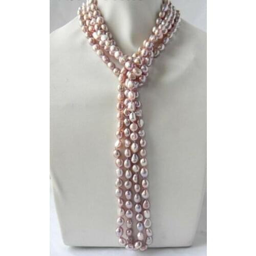 100'' 9mm Lavender Baroque Freshwater Pearl Necklace