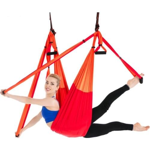 Genuine 6 Handle Yoga Hammock Flying Swing Anti-gravity Fitness Pilates Inversion Exercises Device Home GYM Hanging Belt Workout