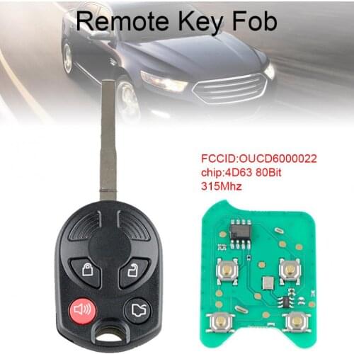 315Mhz 4 Buttons Remote Key Fob with 4D63 80Bit Chip OUCD6000022 Fit for Ford Focus 2012/2013/2014/2015/2016